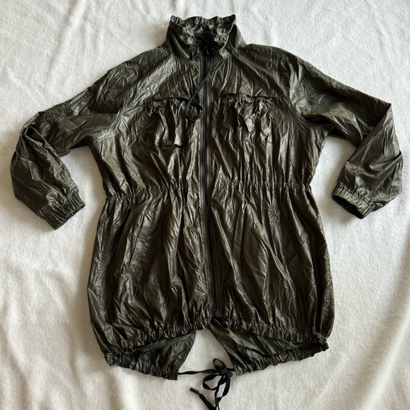 BLANK NYC Olive Green Lightweight Utility Packable Rain Jacket Oversized Size XS - Picture 5 of 13